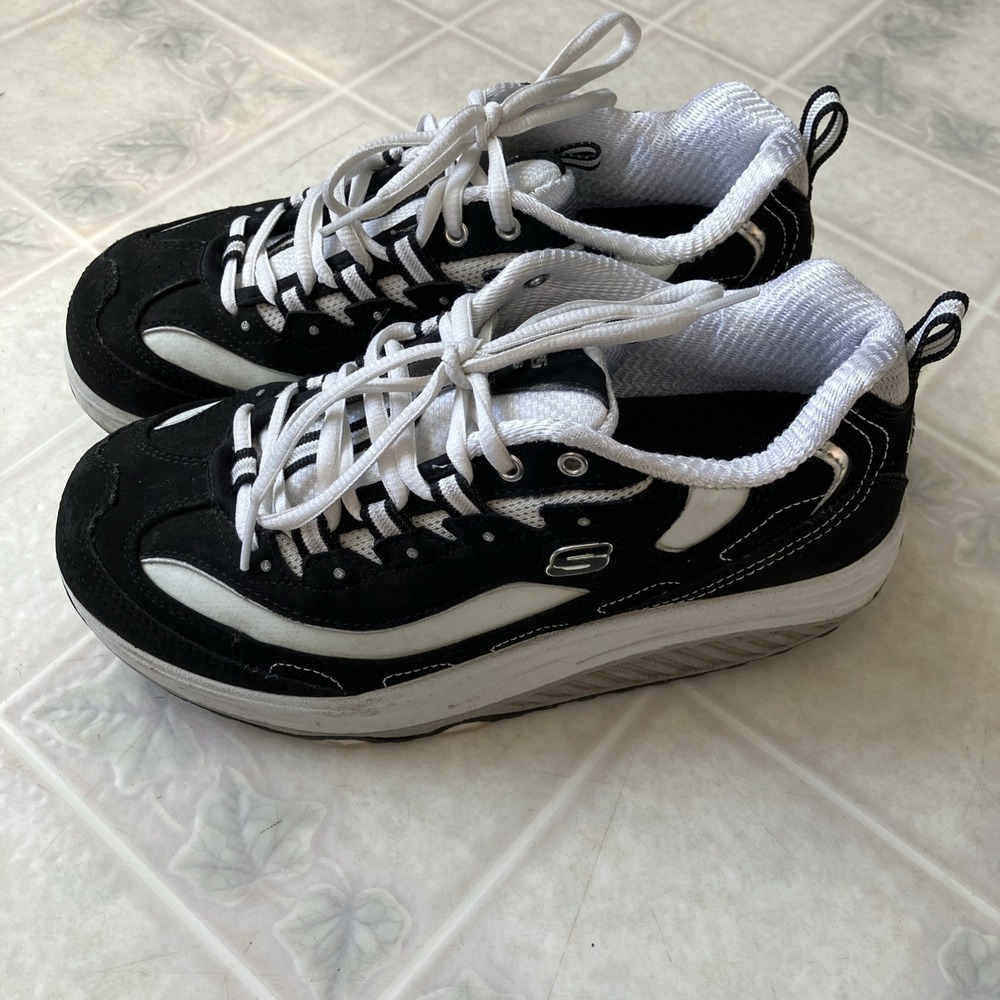Skechers Shape Ups Sneakers Womens 7.5 Black White Toning Rocker